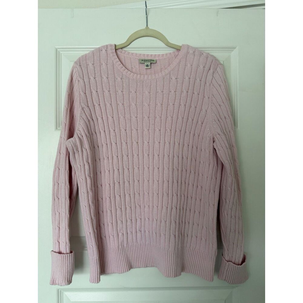 Vintage St. John's Bay Light Pink Cable Knit Sweater Women's XL